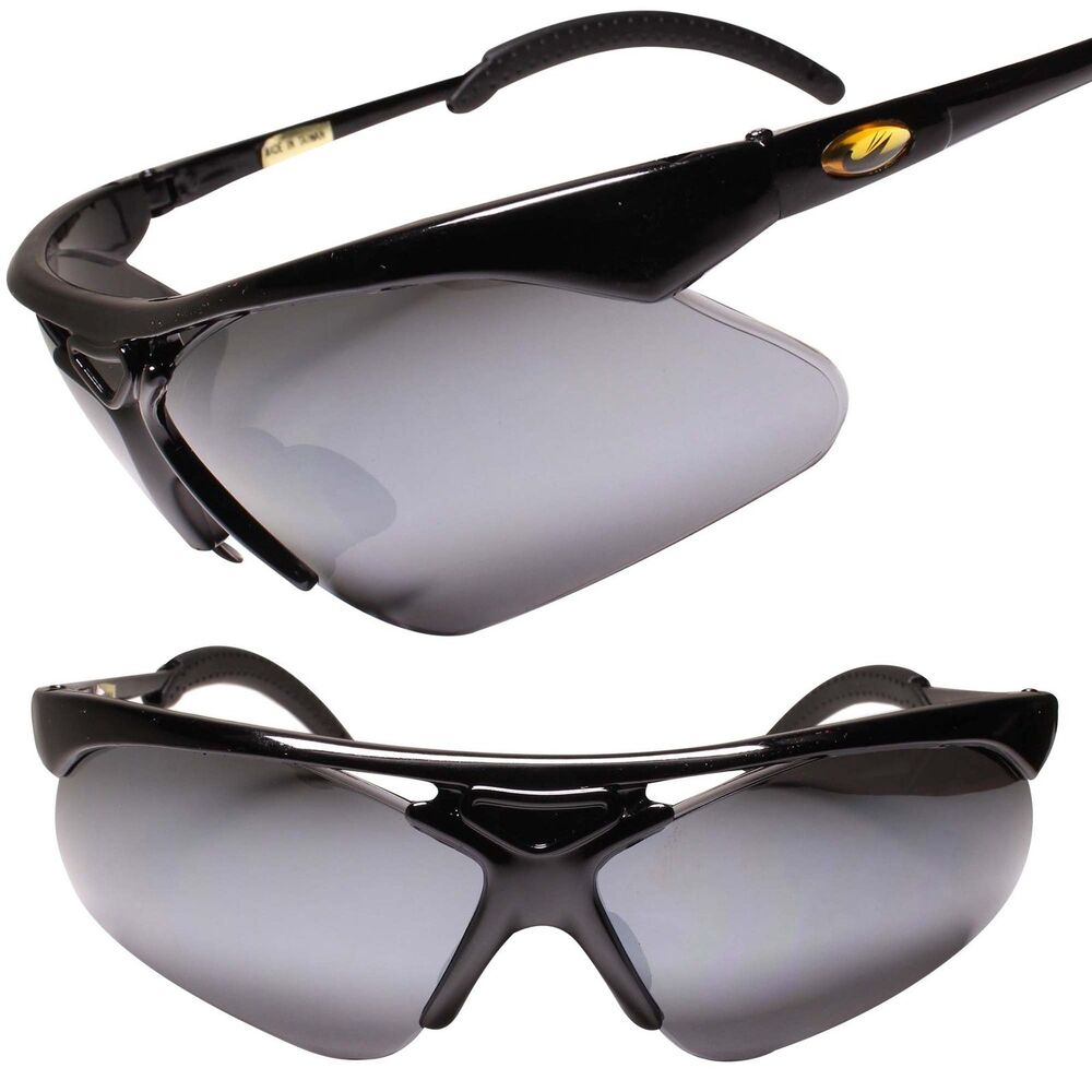 Black Wrap Around Semi Rimless Sport Sunglasses for Athletes Golf Biker Fishing